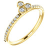 14 Karat Yellow Gold 0.20 Carat Diamond 3 Stone Asymmetrical Stackable Ring