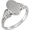 Shop 14 Karat White Gold .03 Carat Diamond Fleur de lis Oval Signet Ring