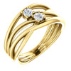 14 Karat Yellow Gold 0.20 Carat Diamond 2 Stone Bypass Ring
