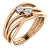14 Karat Rose Gold 0.20 Carat Diamond 2 Stone Bypass Ring