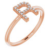 Genuine Diamond set in 14 Karat Rose Gold .08 Carat Diamond Initial R Ring