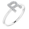 Sterling Silver .06 Carat Diamond Initial R Ring