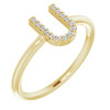 White Diamond Ring in 14 Karat Yellow Gold .07 Carat Diamond Initial U Ring