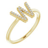 Genuine Diamond set in 14 Karat Yellow Gold .07 Carat Diamond Initial W Ring