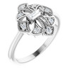 Genuine Diamond set in 14 Karat White Gold 0.20 Carat Diamond Vintage Inspired Ring
