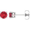 14 Karat White Gold 5mm Round Ruby Earrings