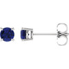 14 Karat White Gold 4mm Round Blue Sapphire Earrings