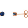 14 Karat Rose Gold 4mm Round Blue Sapphire  4 Prong Post Stud Earrings