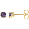 14 Karat Yellow Gold 4mm Round Lab Created Alexandrite Earrings