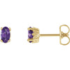 Lovely 14 Karat Yellow Gold Oval Genuine Amethyst Earrings