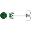 14 Karat White Gold Emerald 4 Prong Scroll Setting Stud Earrings
