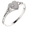 14 Karat White Gold .01 Diamond Heart Ring Size 3