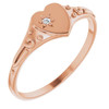 Genuine Diamond set in 14 Karat Rose Gold .01 Diamond Heart Ring Size 5