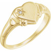 Genuine Diamond set in 14 Karat Yellow Gold .005 Carat Diamond Heart Ring