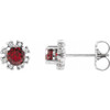 Red Garnet Gems set in 14 Karat White Gold Mozambique Garnet and .07 Carat Diamond Earrings