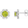14 Karat White Gold Peridot and .07 Carat Diamond Earrings