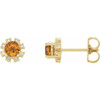 14 Karat Yellow Gold Citrine and .07 Carat Diamond Earrings