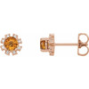 14 Karat Rose Gold Citrine and .07 Carat Diamond Earrings