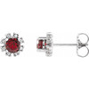Red Garnet Gems set in 14 Karat White Gold Mozambique Garnet and 0.20 Carat Diamond Earrings