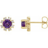 14 Karat Yellow Gold Amethyst and 0.2.00 Carat Diamond Earrings