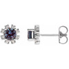 Platinum Lab Created  Alexandrite and 0.20 Carat Diamond Earrings