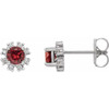 Sterling Silver Lab Created Ruby and 0.20 Carat Diamond Earrings