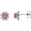 Sterling Silver Pink Tourmaline and 0.20 Carat Diamond Earrings