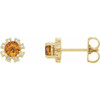 14 Karat Yellow Gold Citrine and 0.20 Carat Diamond Earrings