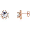 14 Karat Rose Gold Blue Sapphire and 0.50 Carat Diamond Earrings
