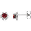 Platinum Lab Created Ruby and 0.50 Carat Diamond Earrings