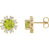 14 Karat Yellow Gold Peridot and 0.50 Carat Diamond Earrings