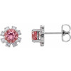 14 Karat White Gold Pink Tourmaline and 0.50 Carat Diamond Earrings