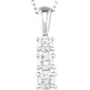 White Diamond Necklace in 14 Karat White Gold 0.50 Carat Diamond 3-Stone 18 inch Necklace