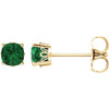 Buy 14 Karat Yellow Gold Lab Created Emerald Earrings