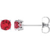 14 Karat White Gold Genuine Ruby Earrings