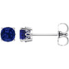 14 Karat White Gold Lab Created Blue Sapphire Earrings