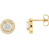 14 Karat Yellow Gold 1.00 Carat Diamond Halo Style Earrings