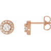 14 Karat Rose Gold 0.40 Carat Diamond Halo Style Earrings