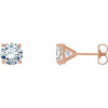 White Diamonds set in 14 Karat Rose Gold 0.50 Carat Diamond 4-Prong Cocktail Style Earrings