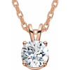 Lab Grown Diamond Necklace in 14 Karat Rose Gold 0.25 Carat Lab Grown Diamond Solitaire 16 inch Necklace