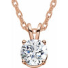 Lab Grown Diamond Necklace in 14 Karat Rose Gold 0.85 Carat Lab Grown Diamond Solitaire 16 inch Necklace