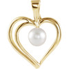 14 Karat Yellow Gold Akoya Cultured Pearl Heart Pendant