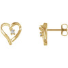 14 Karat Yellow Gold .04 Carat Diamond Heart Earrings