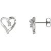 14 Karat White Gold .04 Carat Diamond Heart Earrings