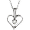 Natural Diamond Necklace in 14 Karat Natural Gold .03 Carat Diamond Heart 18 inch Necklace
