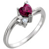 Beautiful Accented Ring set with Red Garnet Gems in Heart Shape