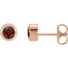 Red Garnet Gems set in 14 Karat Rose Gold 4 mm Round Mozambique Garnet Birthstone Earrings