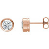 14 Karat Rose Gold 4 mm Round White Sapphire Birthstone Earrings