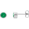 Platinum 4 mm Round Lab Created Emerald Birthstone Earrings