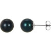 14 Karat White Gold 8mm Black Akoya Pearl Earrings